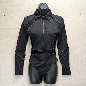 iHeartRaves Dark Meets Light Rainbow Reflective Bodysuit Women's Size M